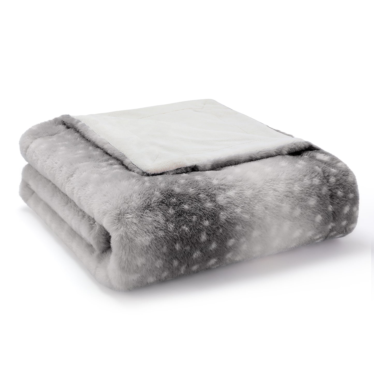 Grey Deer Print Faux Fur Blanket