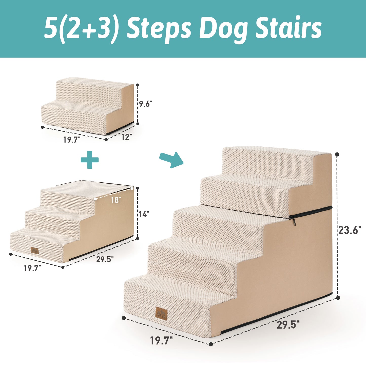 Foam Pet Stairs with Removable Right-Angle Design