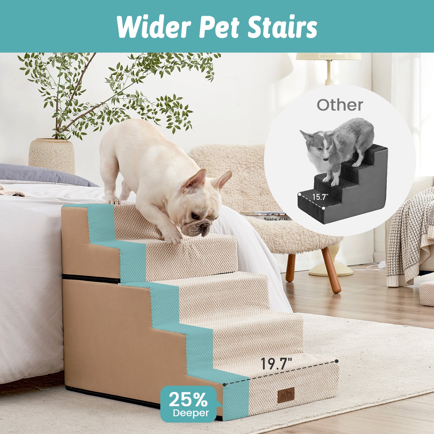 Foam Pet Stairs with Removable Right-Angle Design