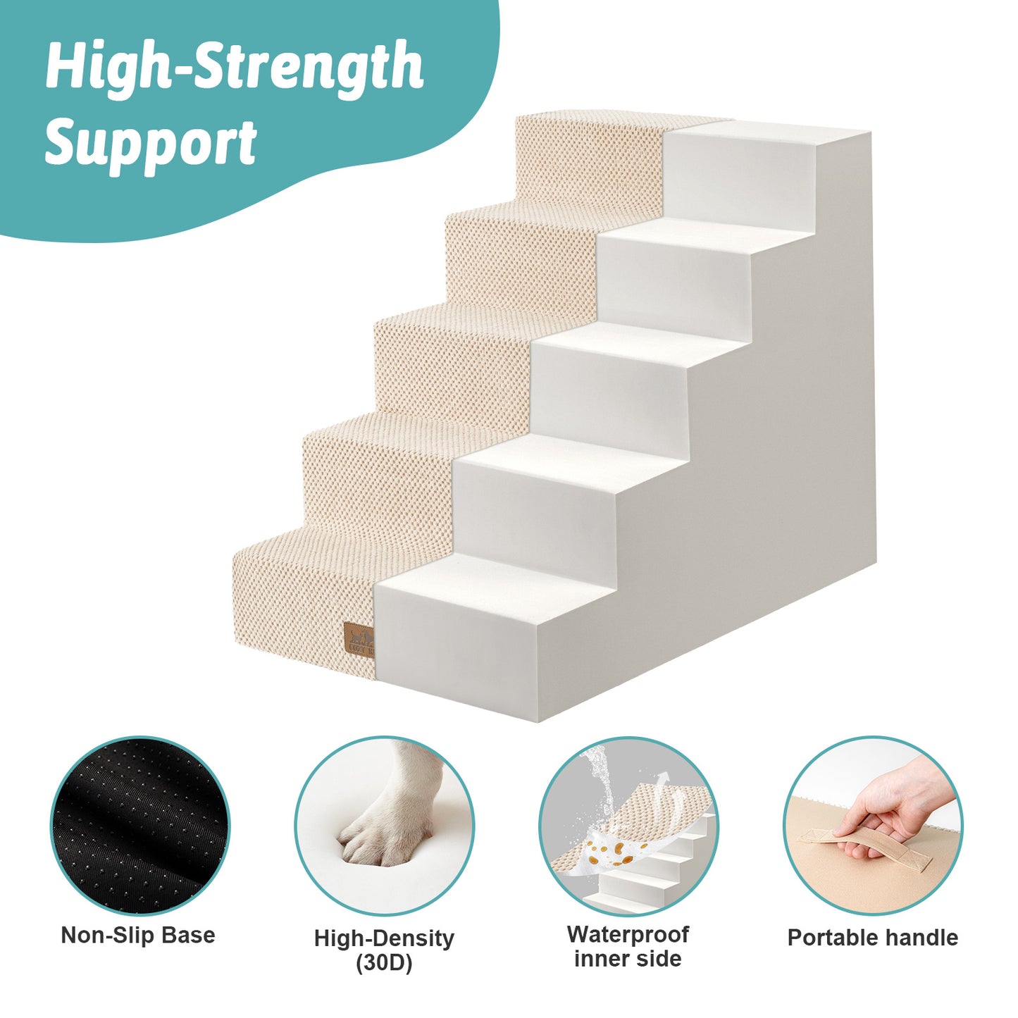 Right-Angle Foam Pet Stairs 5-Step