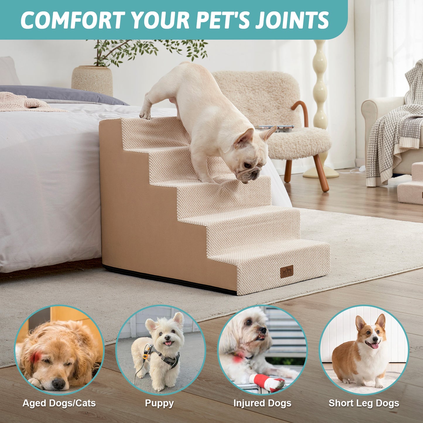 Right-Angle Foam Pet Stairs 5-Step