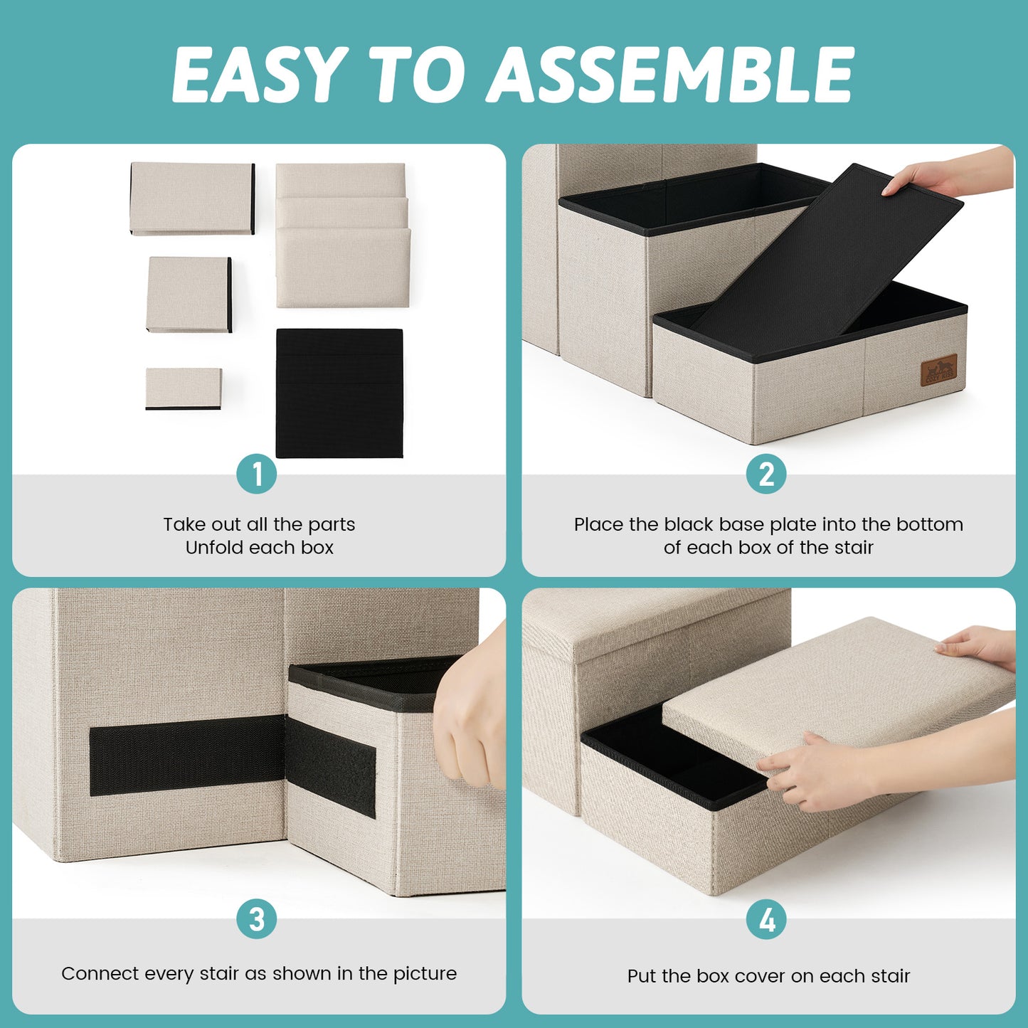 Wide Storage Pet Stairs 3-Step