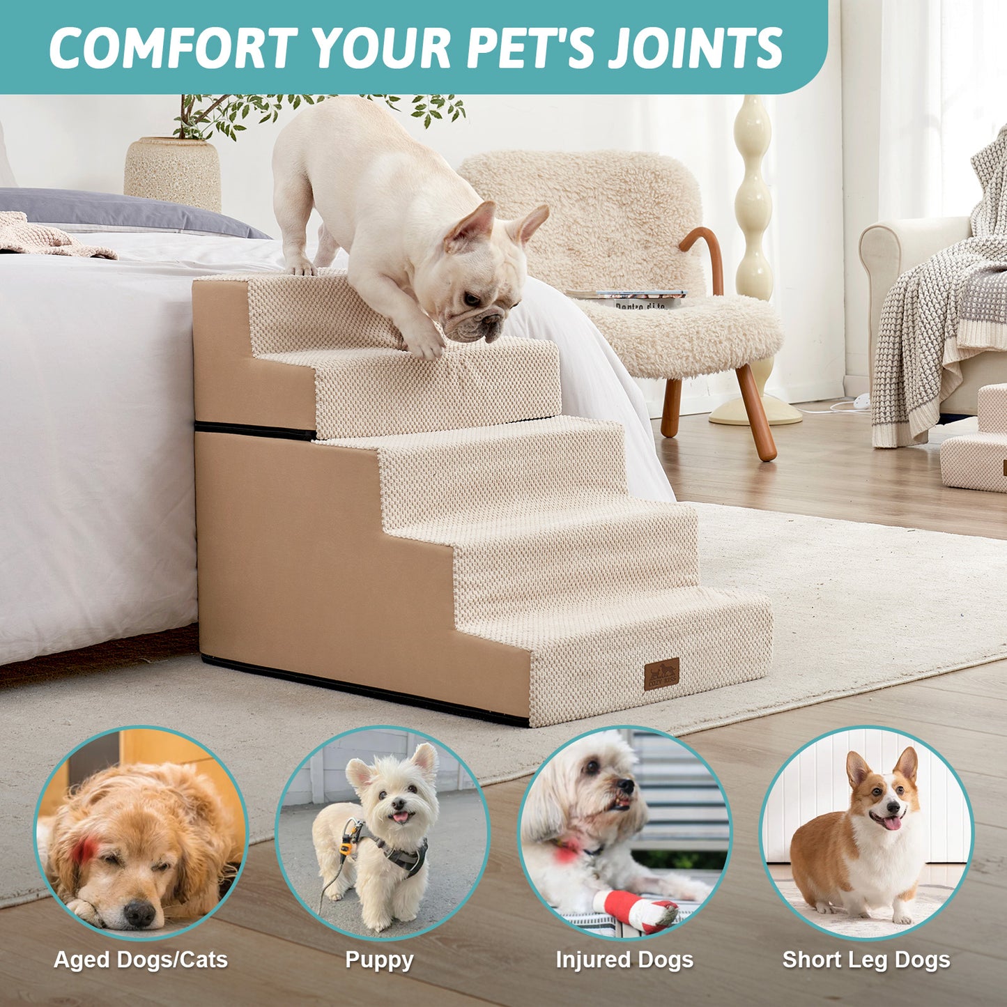 Foam Pet Stairs with Removable Right-Angle Design