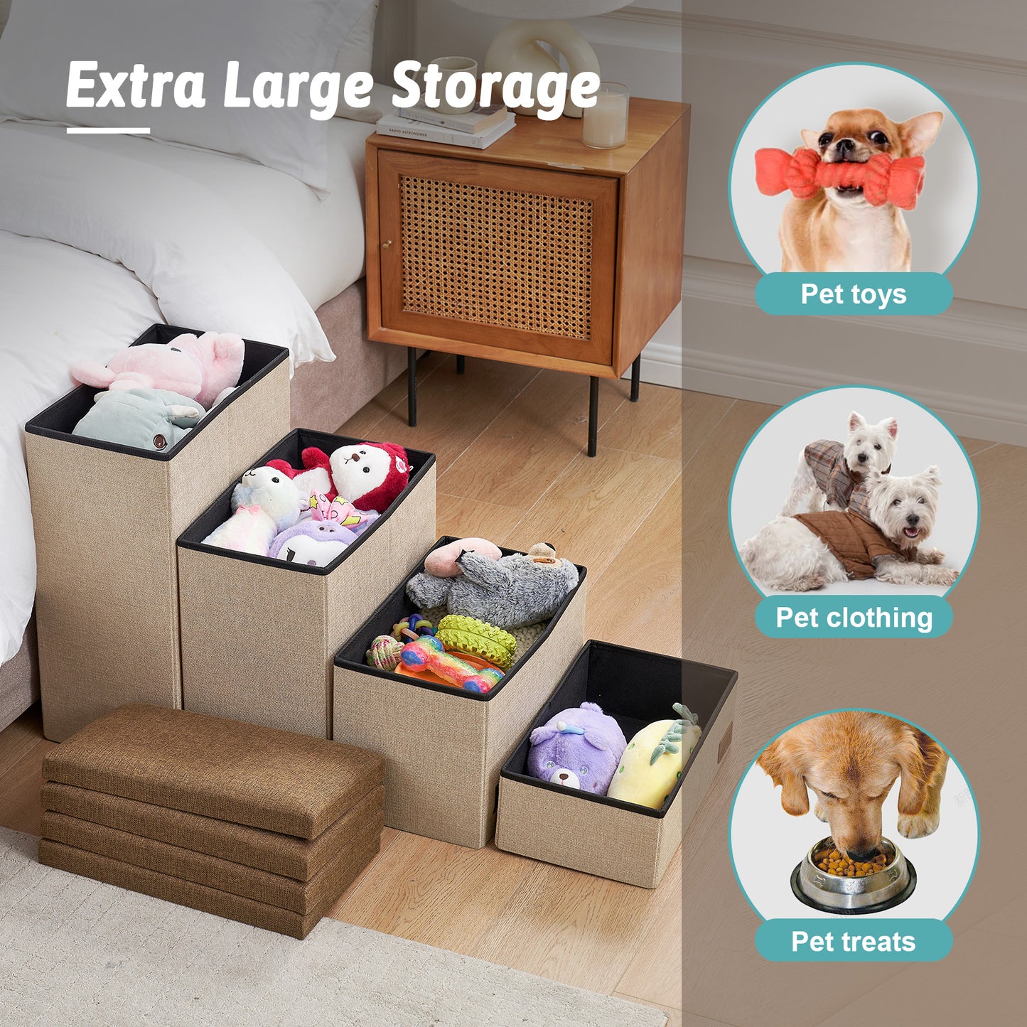 Wide Storage Pet Stairs 3-Step