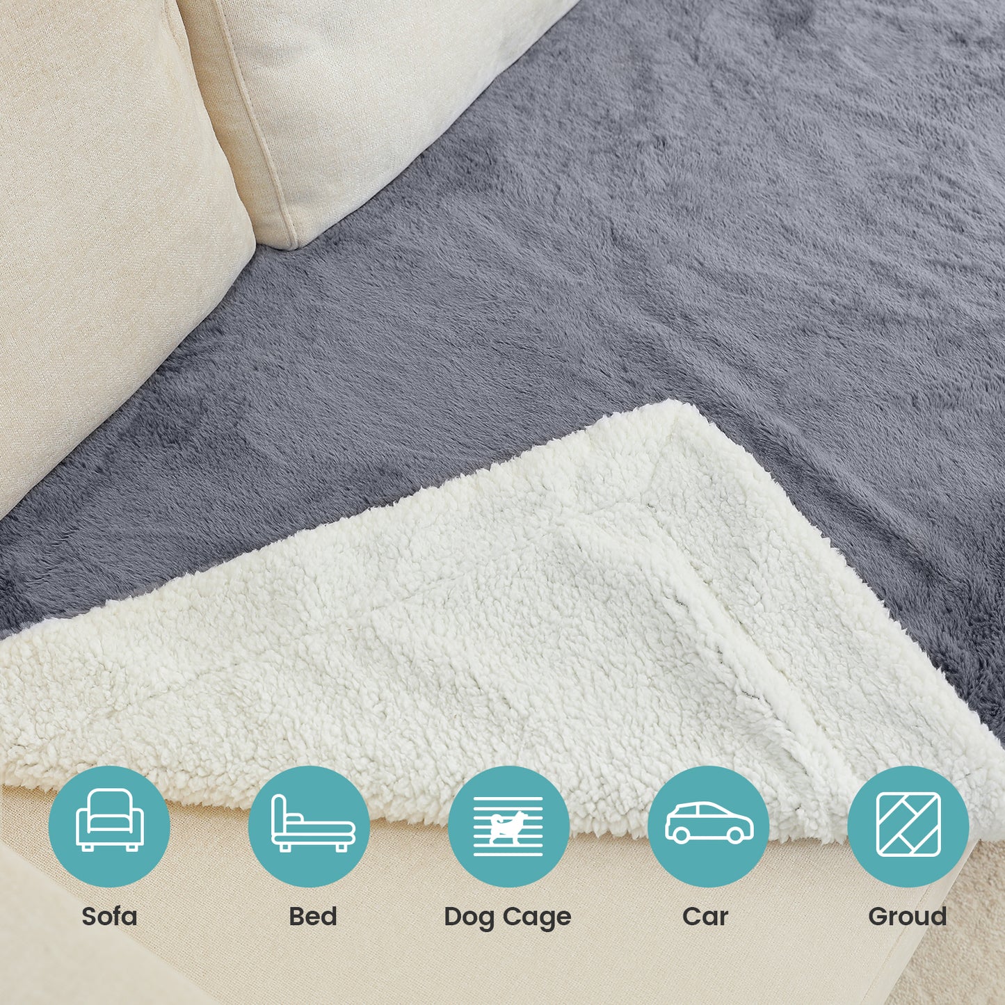 Grey Faux Fur Blanket