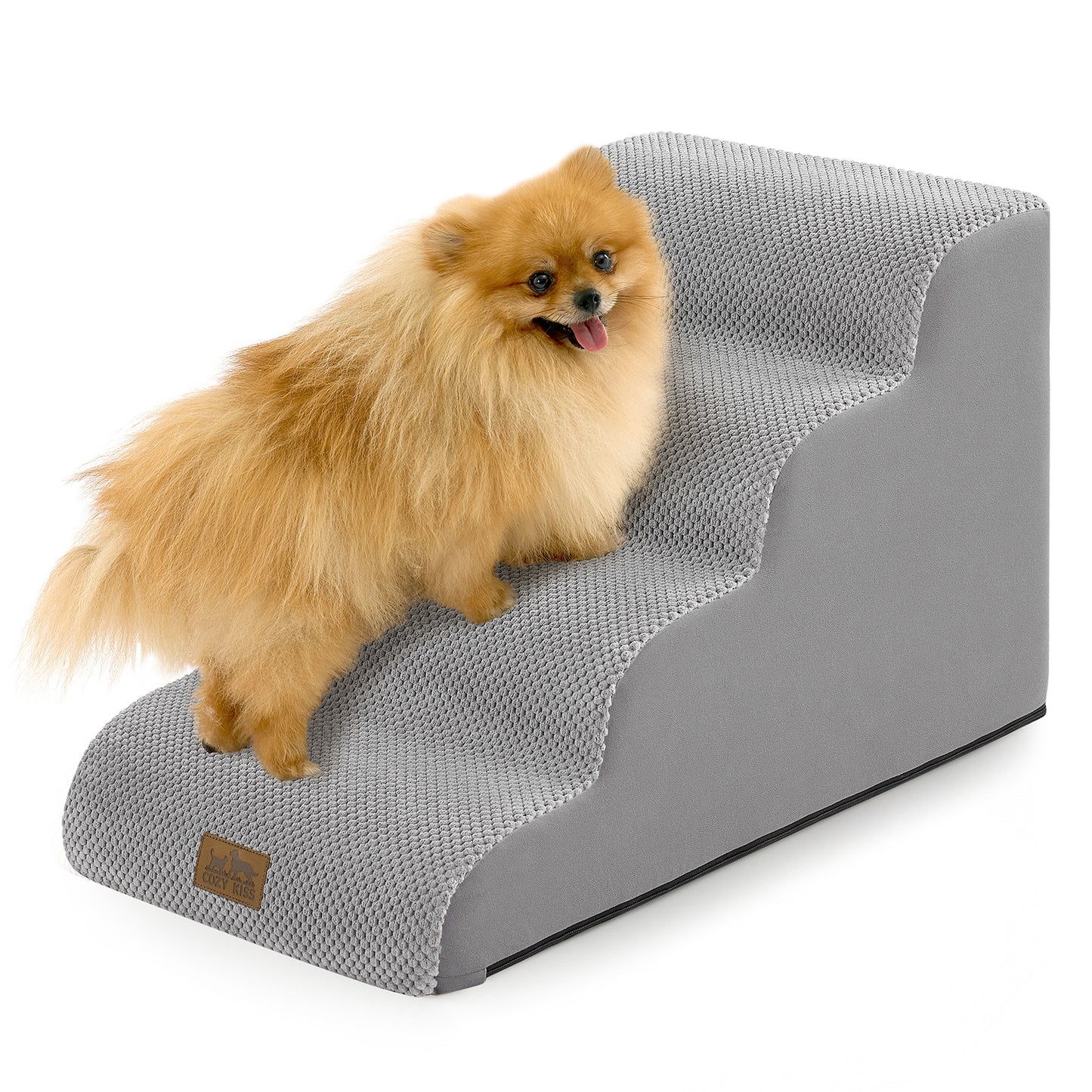 Low-Height Curved Foam Pet Stairs 4-Step