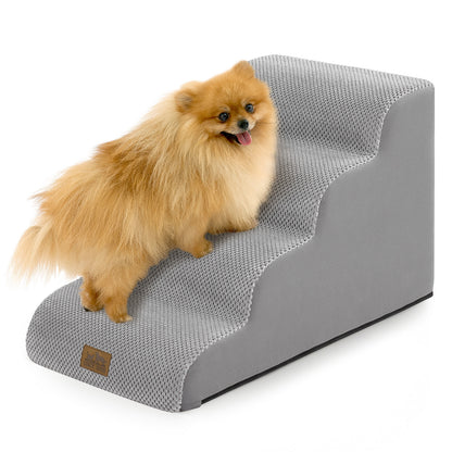 Low-Height Curved Foam Pet Stairs 4-Step
