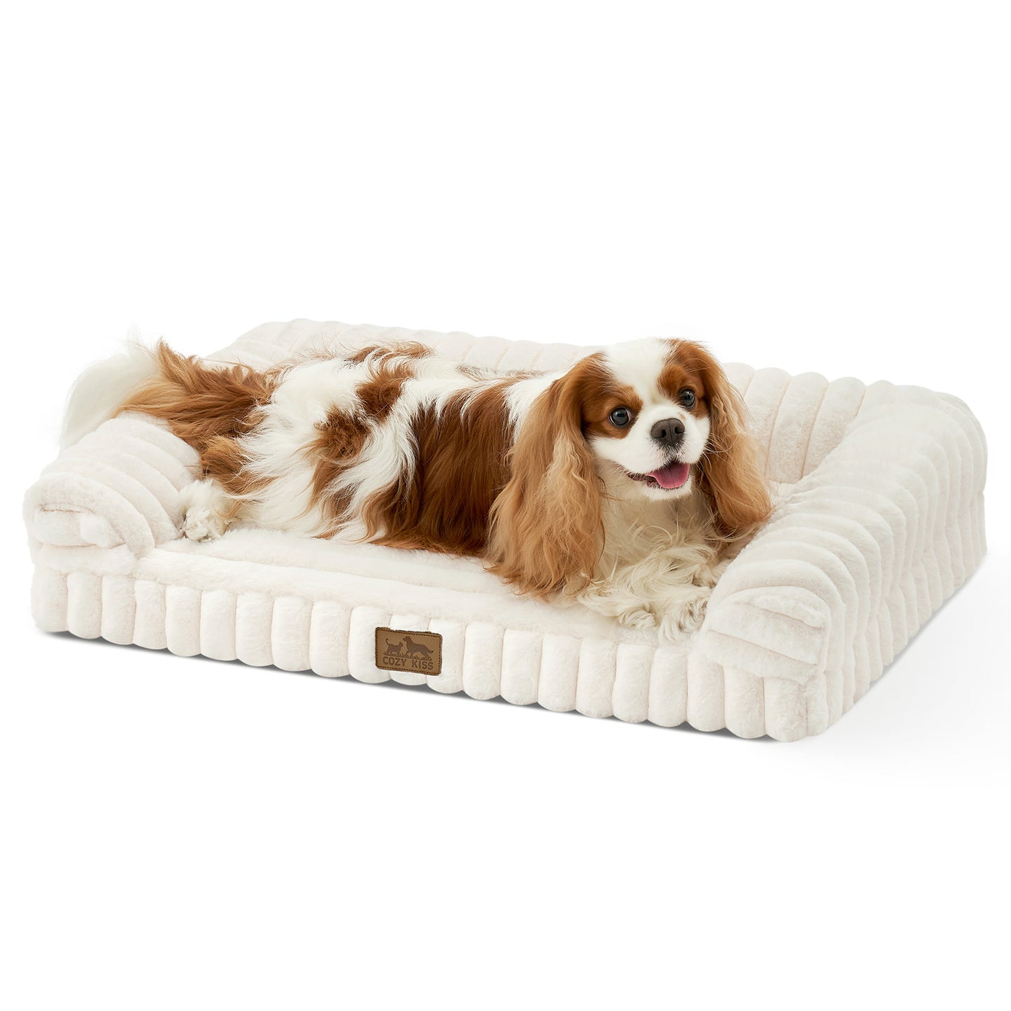 U-Shape Striped Faux Fur Orthopedic Foam Dog Bed