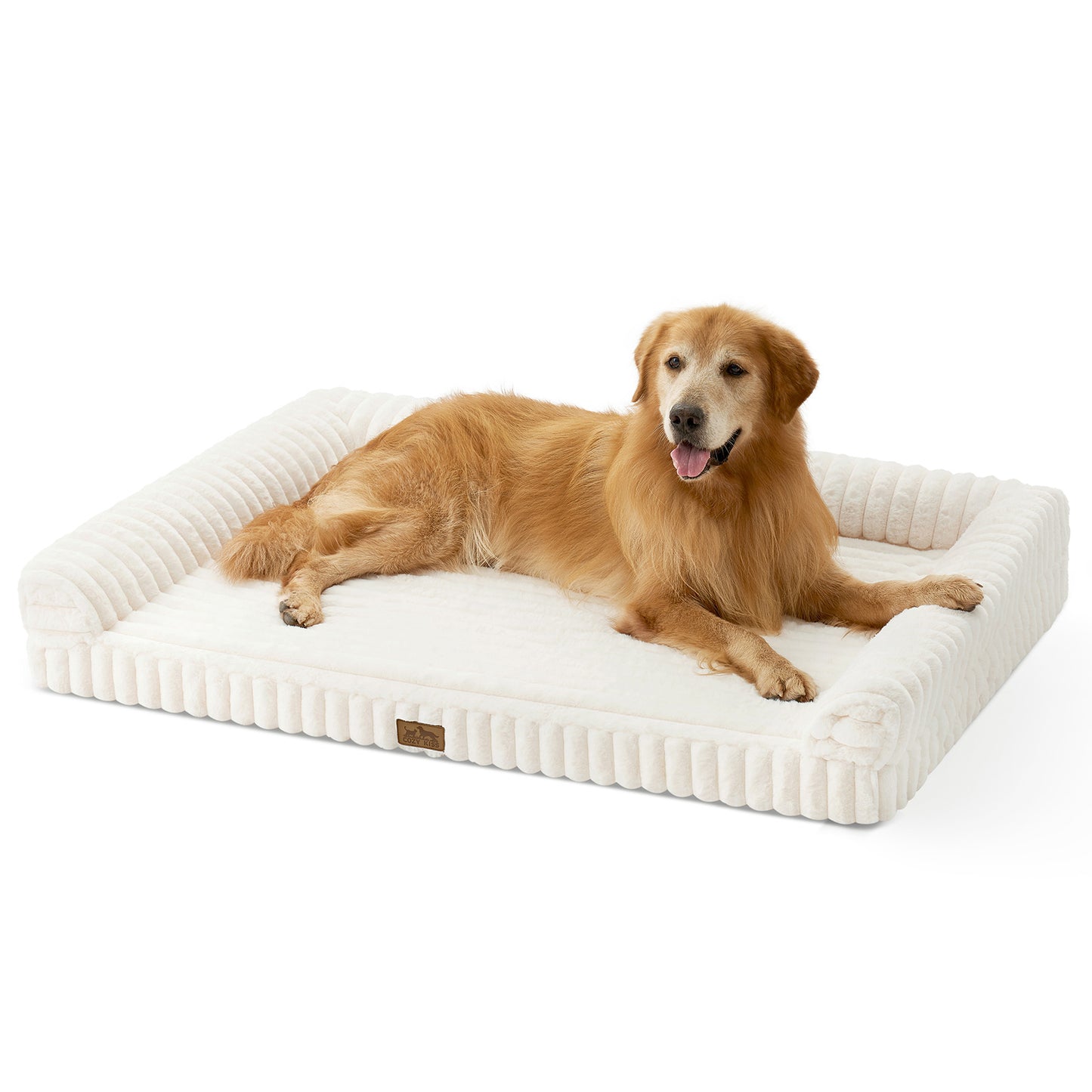 U-Shape Striped Faux Fur Orthopedic Foam Dog Bed