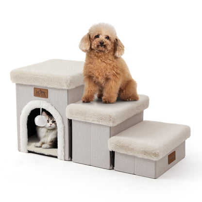 Storage Pet Stairs with Condo 3-Step