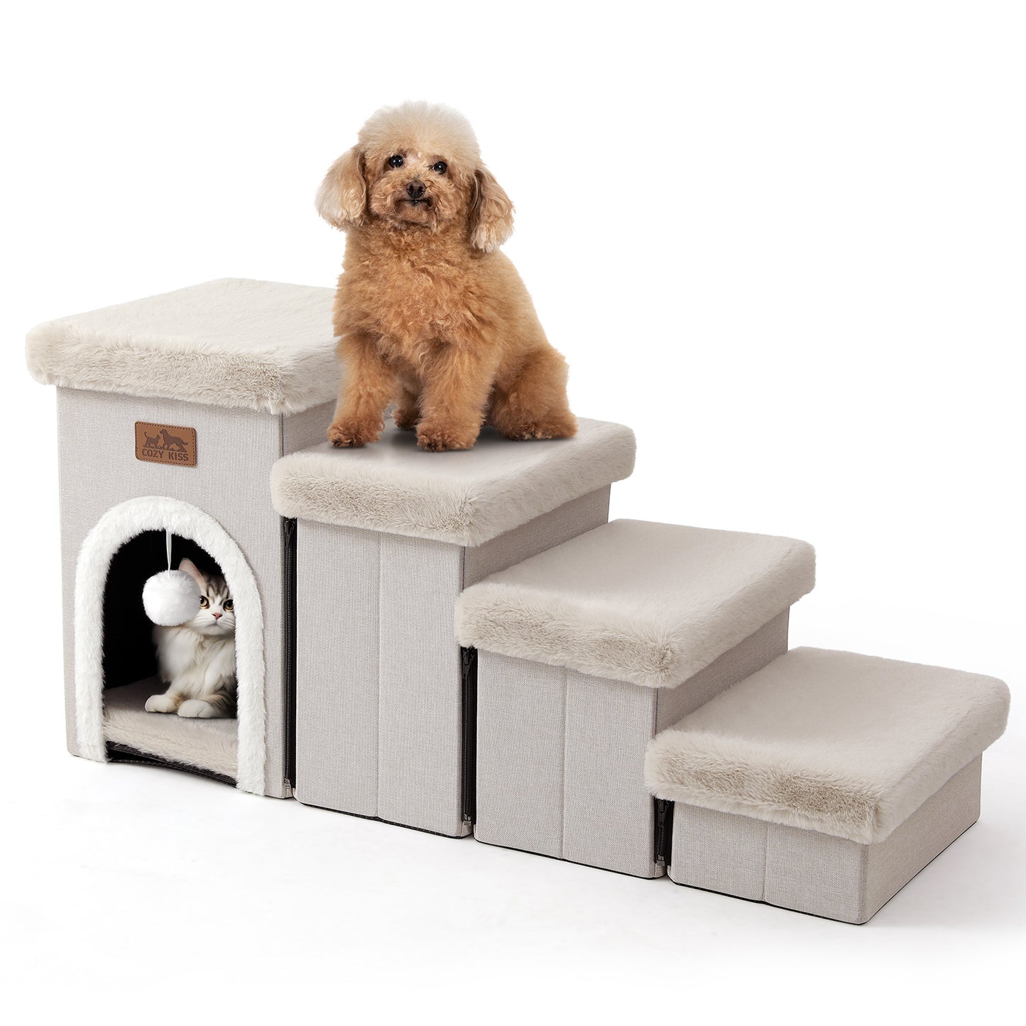 Storage Pet Stairs with Condo 4-Step