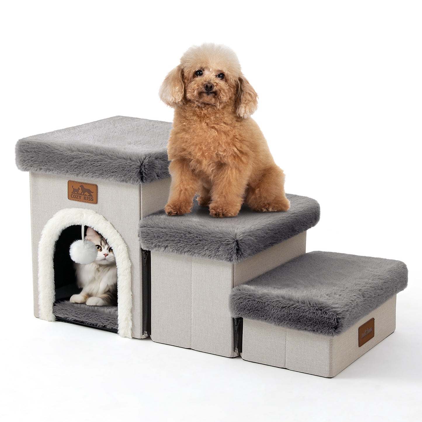 Storage Pet Stairs with Condo 3-Step