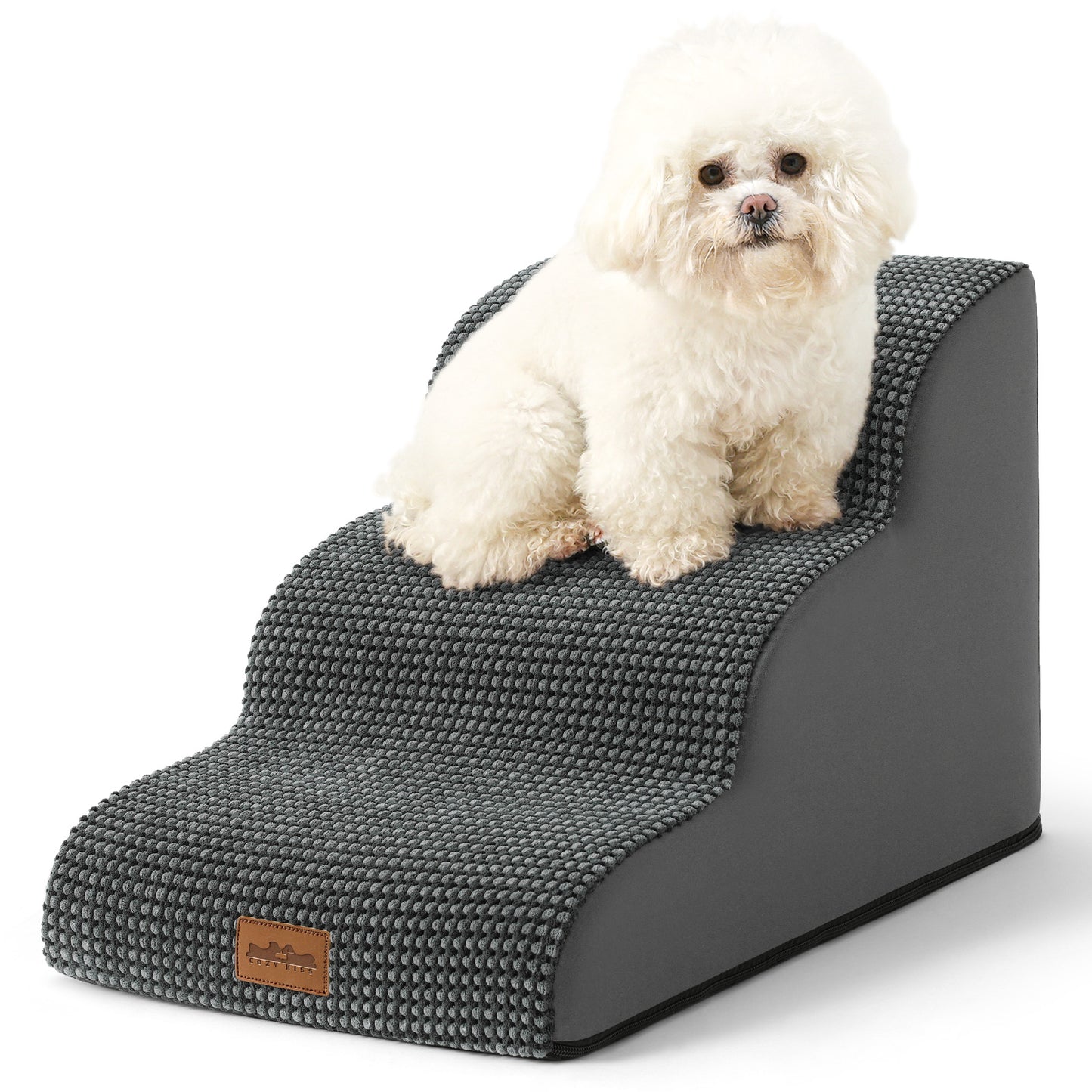 Curved Foam Pet Stairs 3-Step