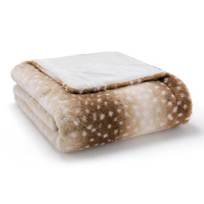 Brown Deer Print Faux Fur Blanket