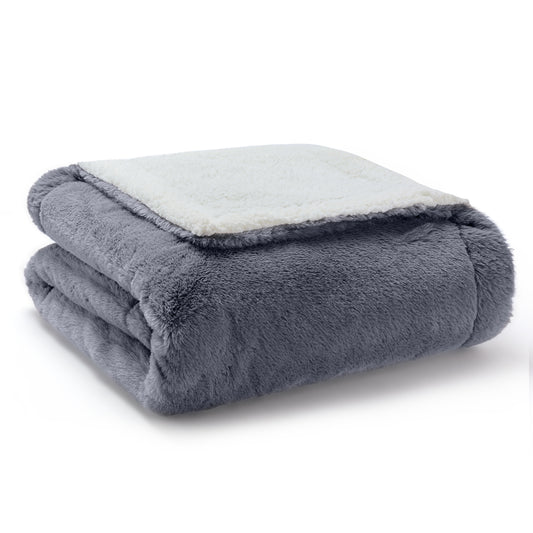 Grey Faux Fur Blanket