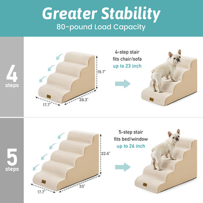 Low-Height Curved Foam Pet Stairs 4-Step