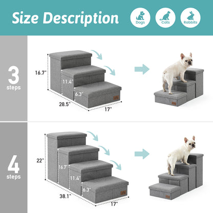 Wide Storage Pet Stairs 4-Step