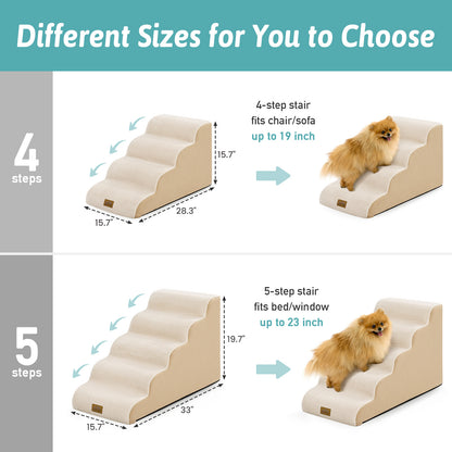 Low-Height Curved Foam Pet Stairs 5-Step