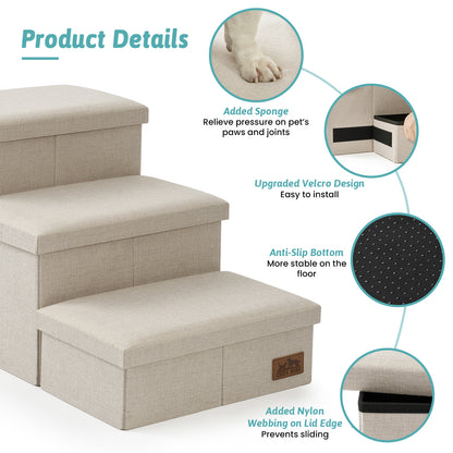 Wide Storage Pet Stairs 3-Step