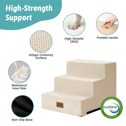 Right-Angle Foam Pet Stairs 3-Step