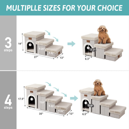 Storage Pet Stairs with Condo 4-Step