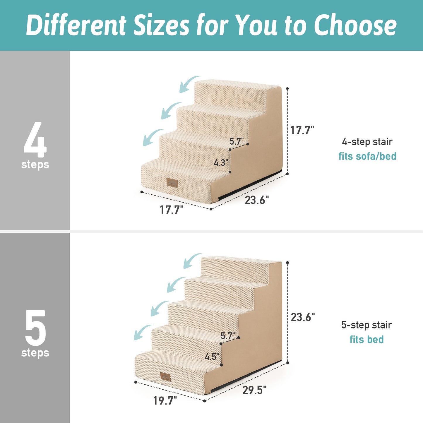 Right-Angle Foam Pet Stairs 5-Step