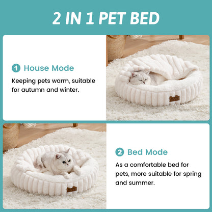 Pet Bed with Hooded Blanket