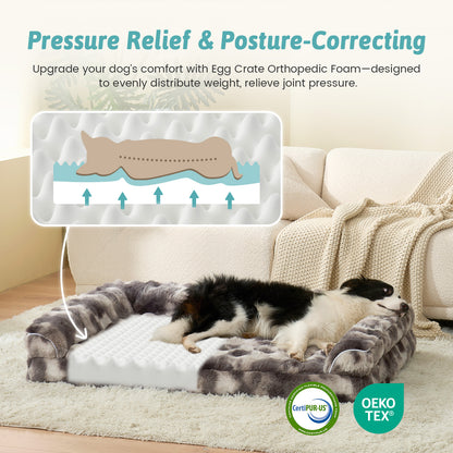 U-Shaped Bubble Faux Fur Orthopedic Dog Bed