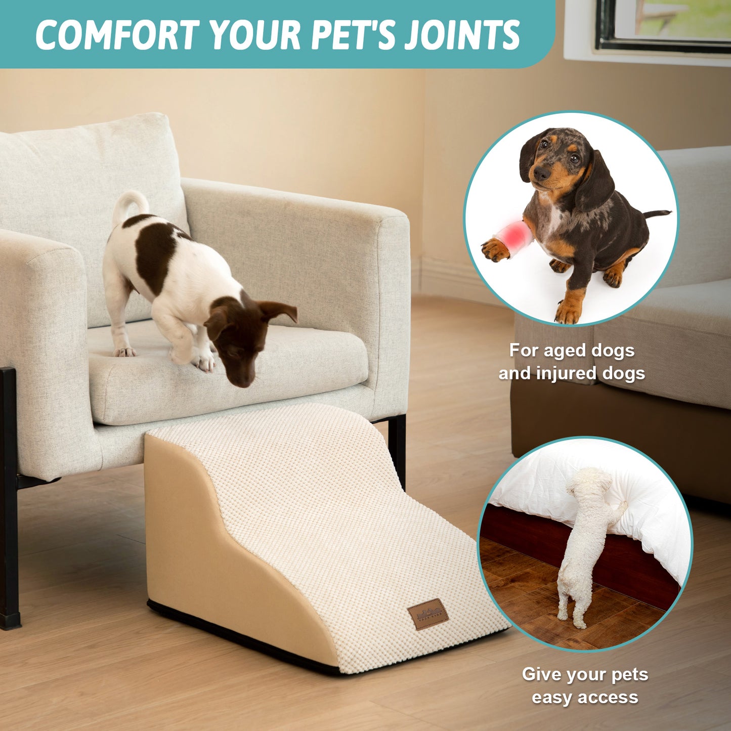 Curved Foam Pet Stairs 2-Step
