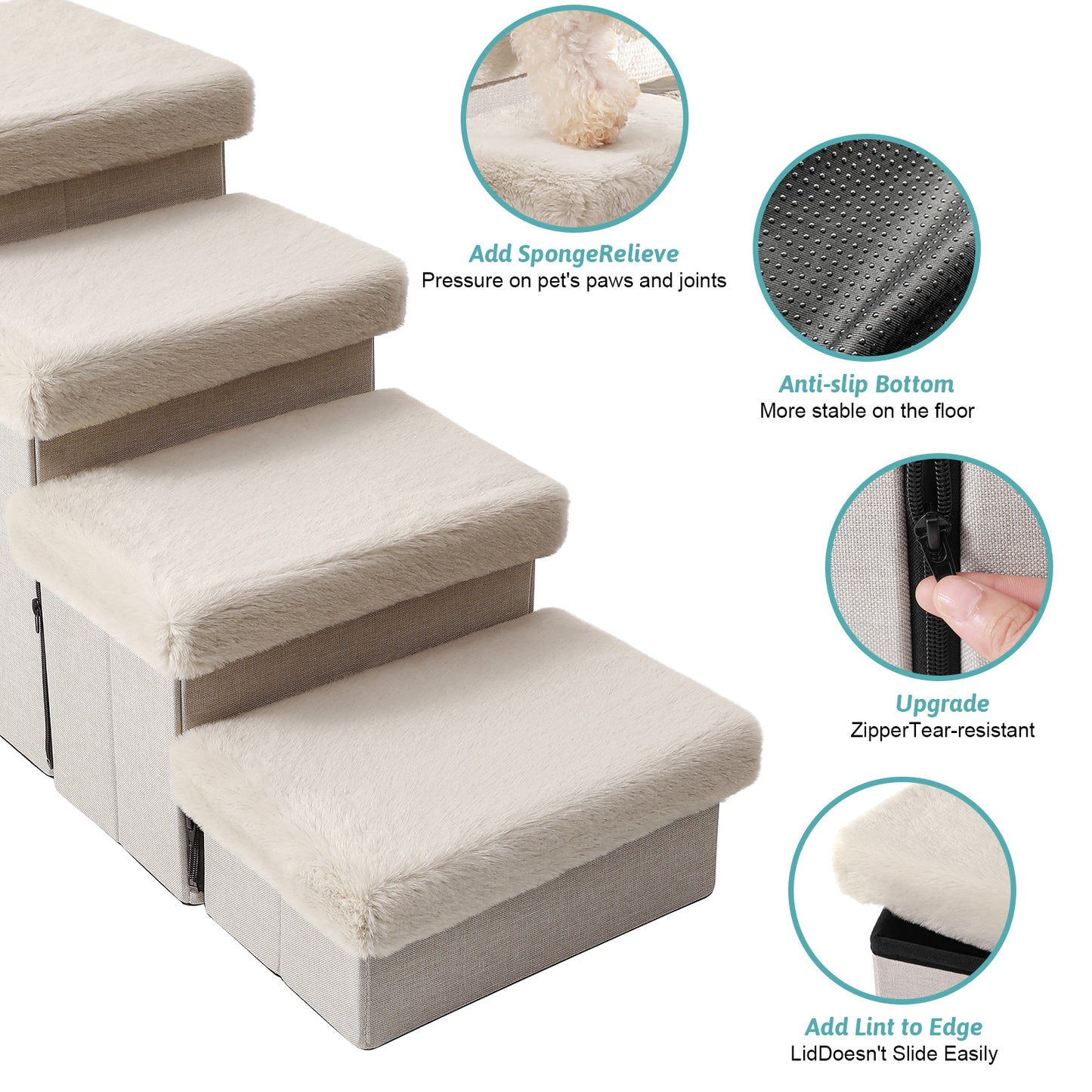 Storage Pet Stairs with Condo 4-Step