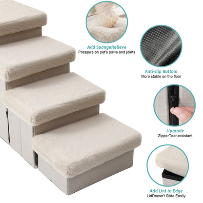 Storage Pet Stairs with Condo 4-Step