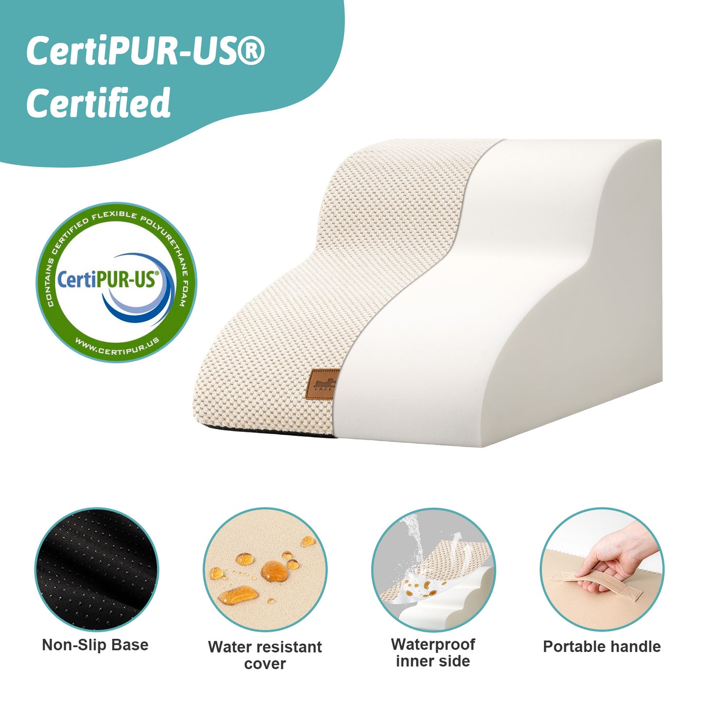 Curved Foam Pet Stairs 2-Step