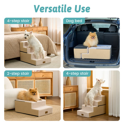 Foam Pet Stairs with Removable Right-Angle Design 4-step