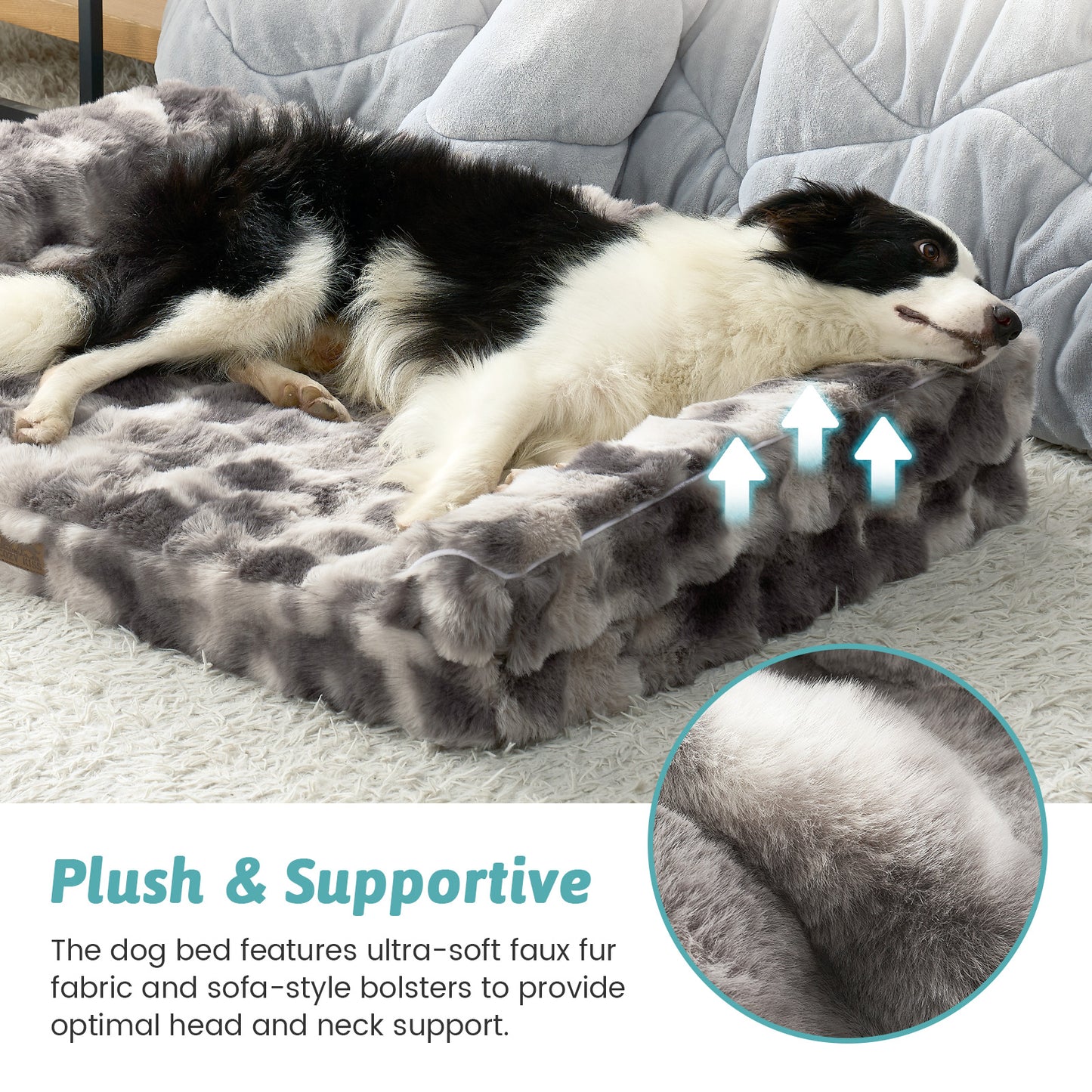 U-Shaped Bubble Faux Fur Orthopedic Dog Bed