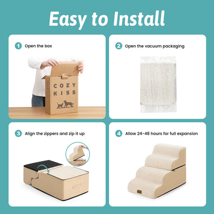 Foam Pet Stairs with Removable Curved Design