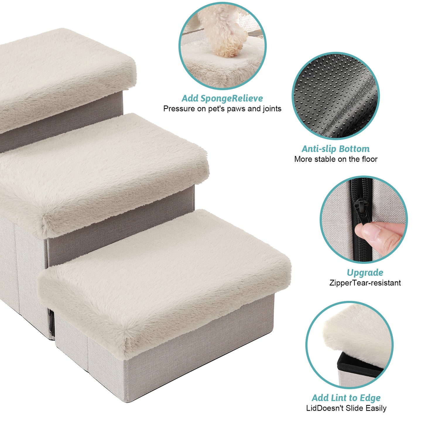 Storage Pet Stairs with Condo 3-Step