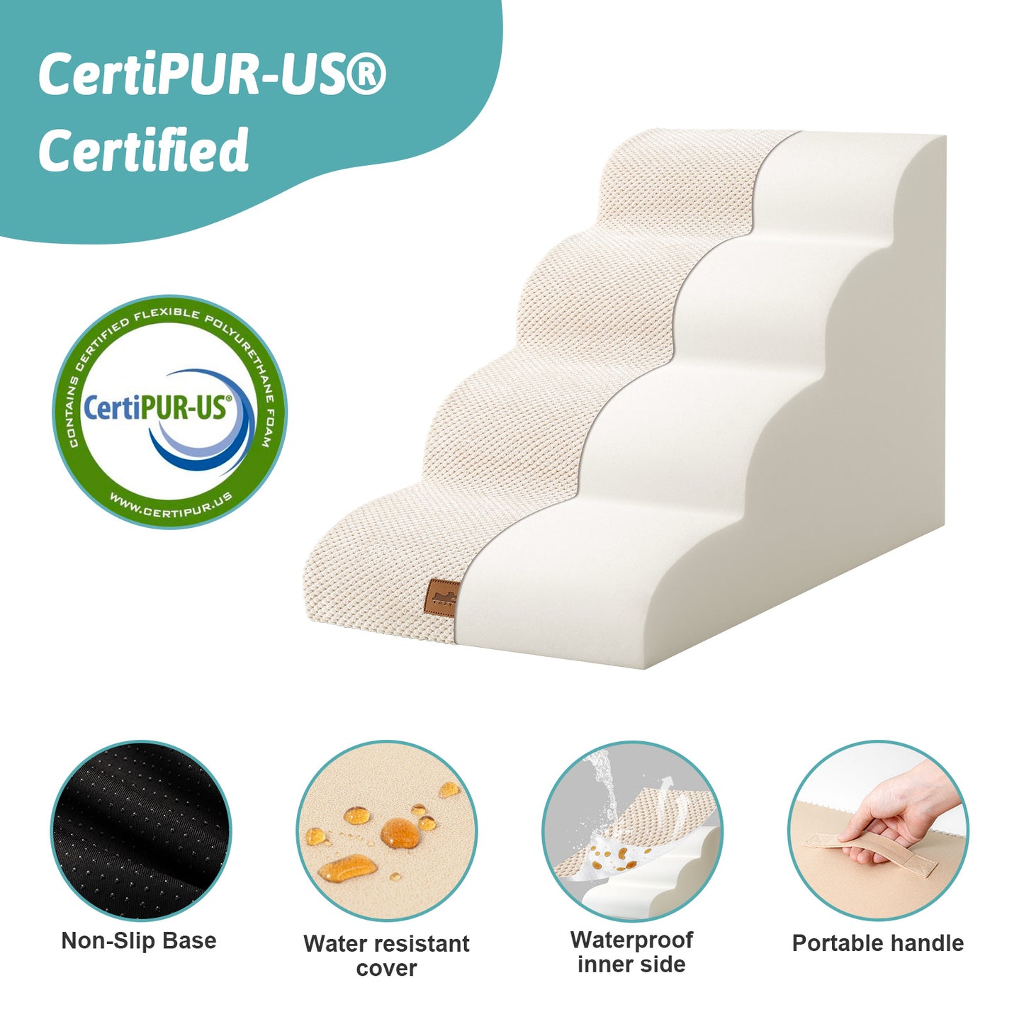Curved Foam Pet Stairs 4-Step
