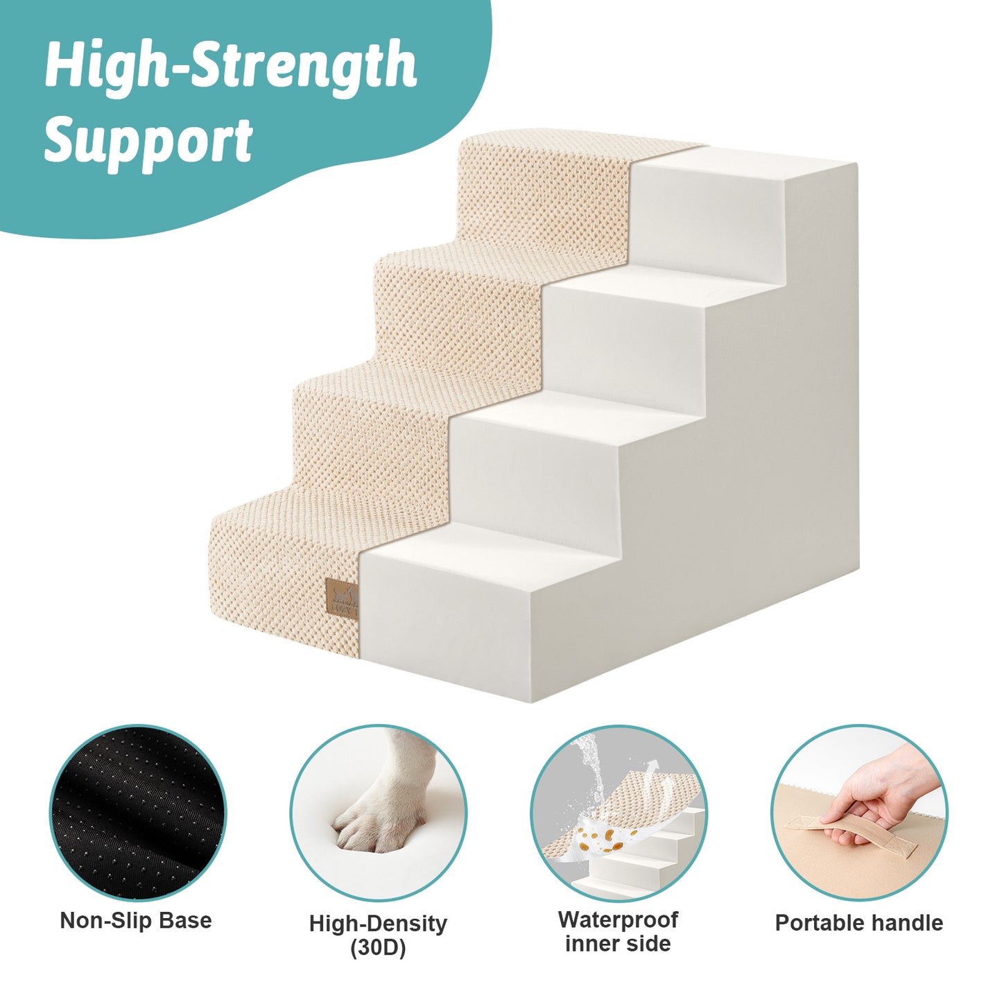 Right-Angle Foam Pet Stairs 4-Step