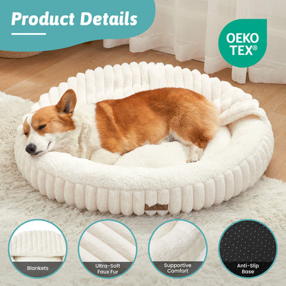 Pet Bed with Hooded Blanket