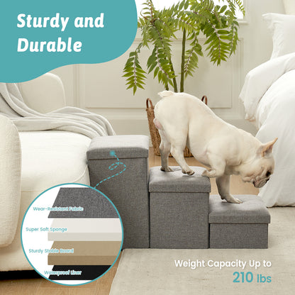 Wide Storage Pet Stairs 4-Step