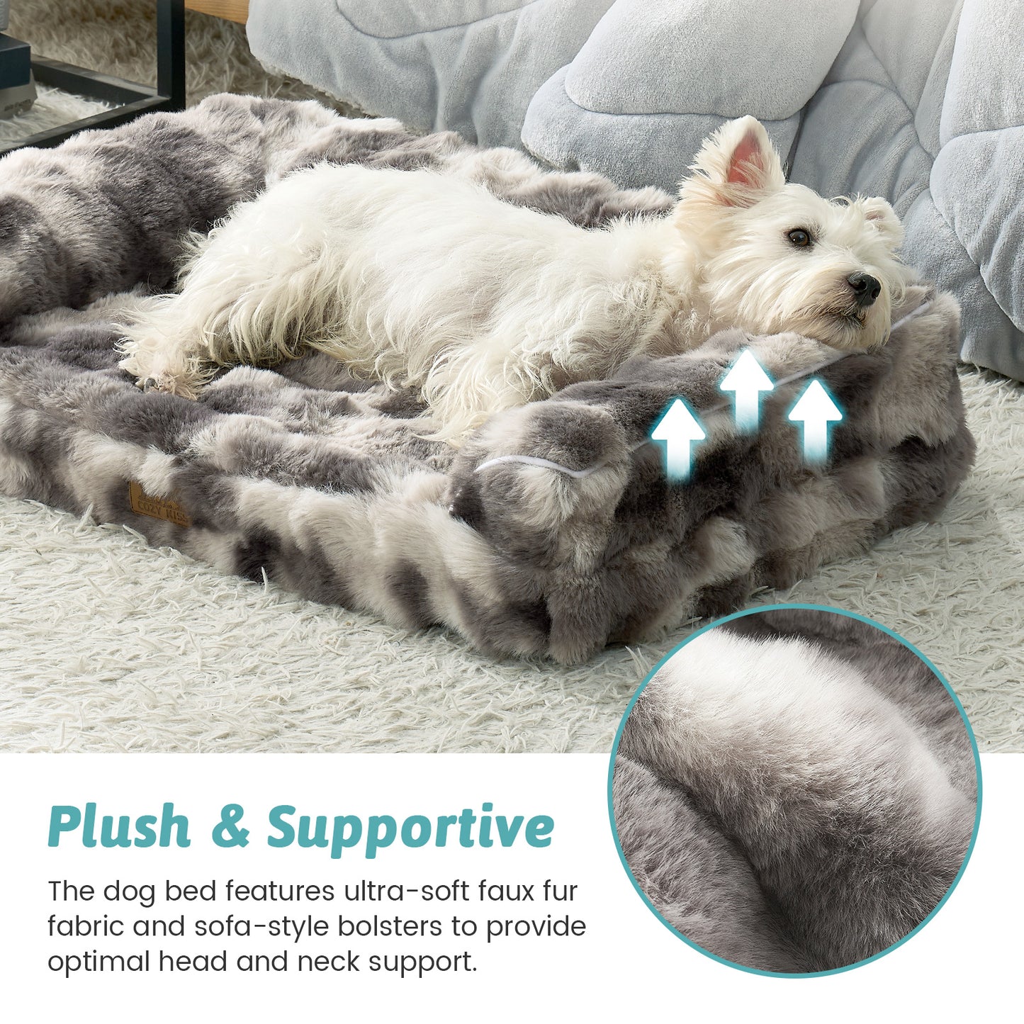U-Shaped Bubble Faux Fur Orthopedic Dog Bed