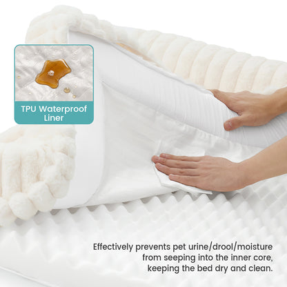 U-Shape Striped Faux Fur Orthopedic Foam Dog Bed