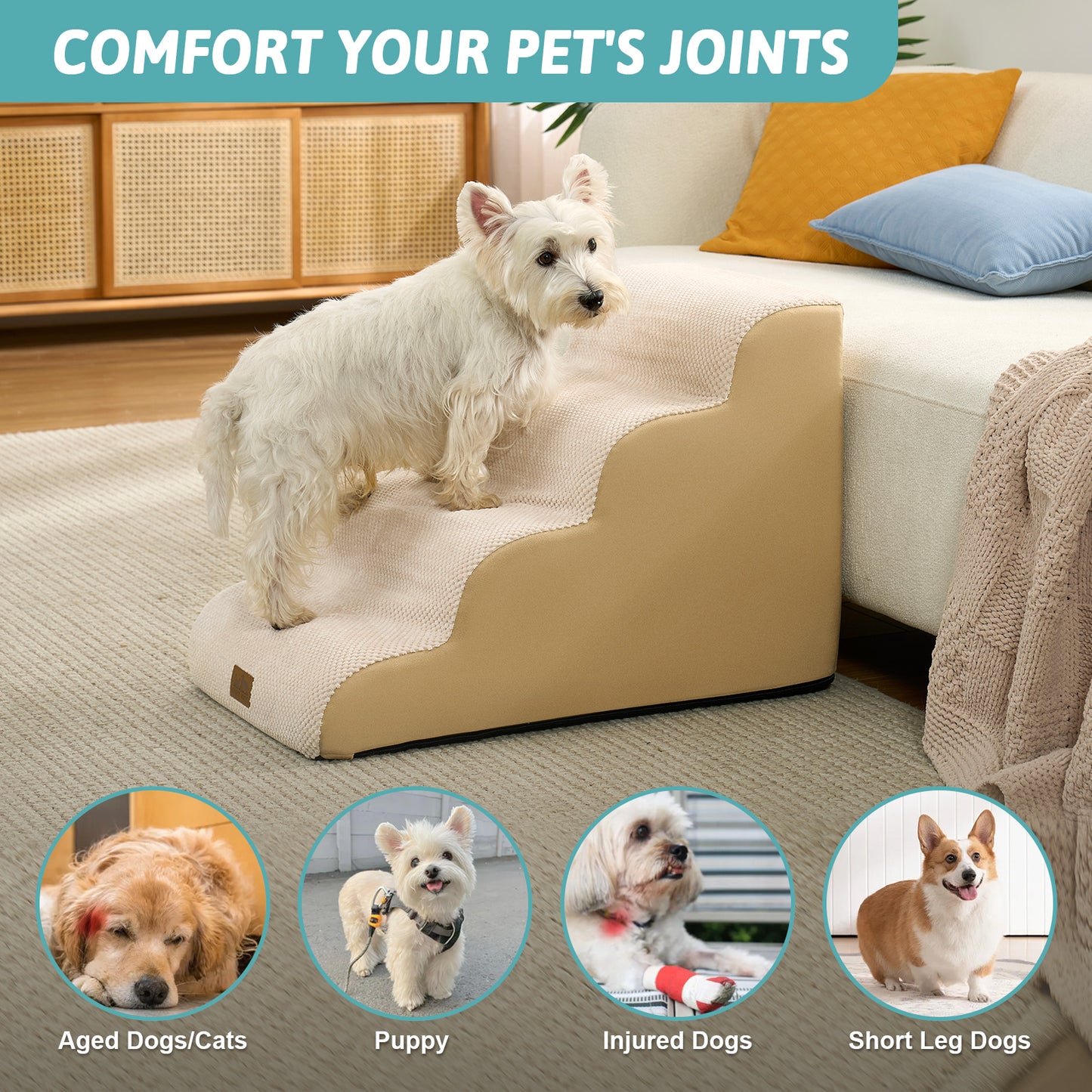 Widen Curved Foam Pet Stairs 4-Step