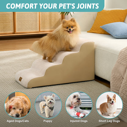 Low-Height Curved Foam Pet Stairs 4-Step