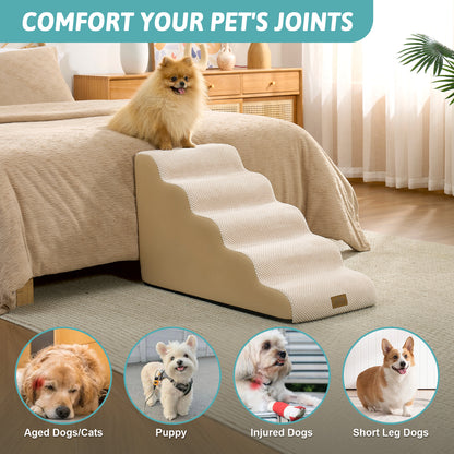 Low-Height Curved Foam Pet Stairs 5-Step