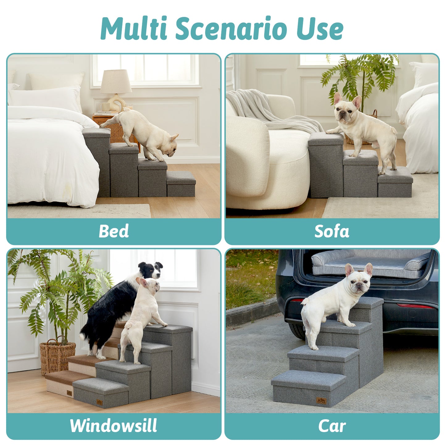 Wide Storage Pet Stairs 4-Step