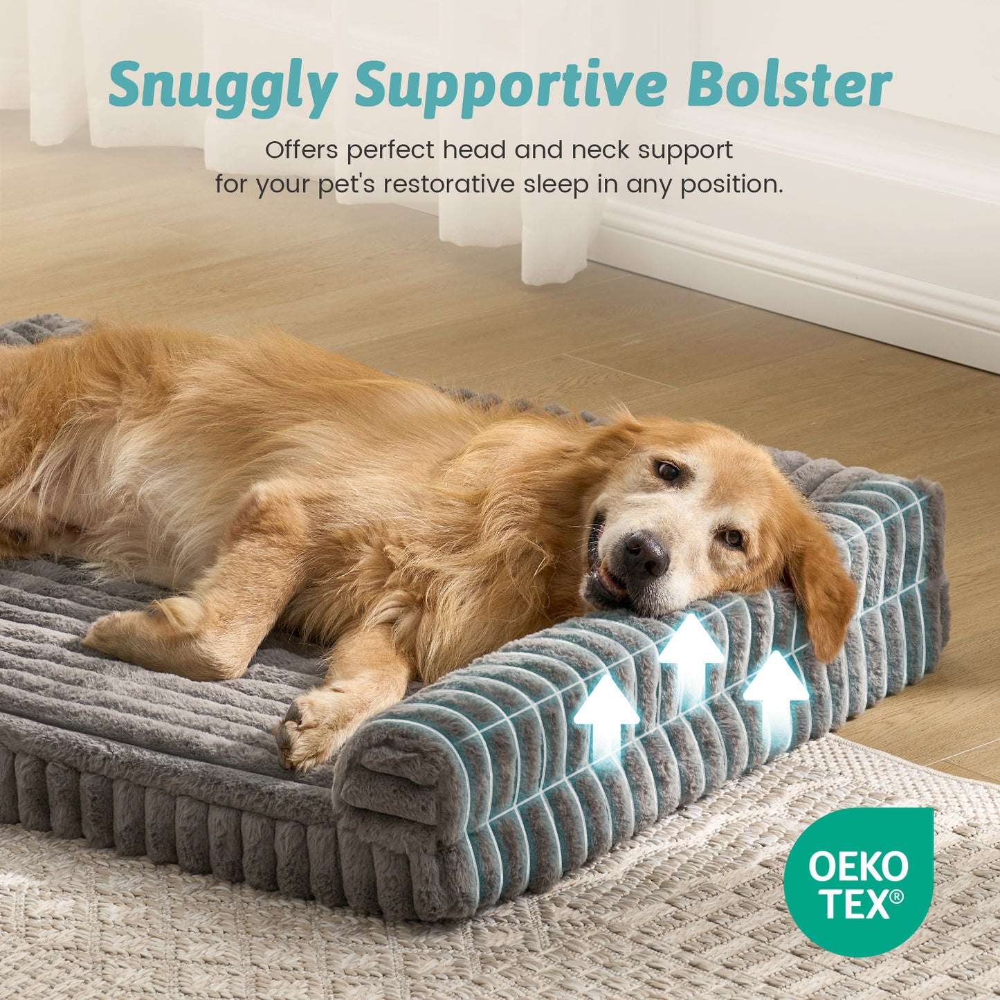 U-Shape Striped Faux Fur Orthopedic Foam Dog Bed