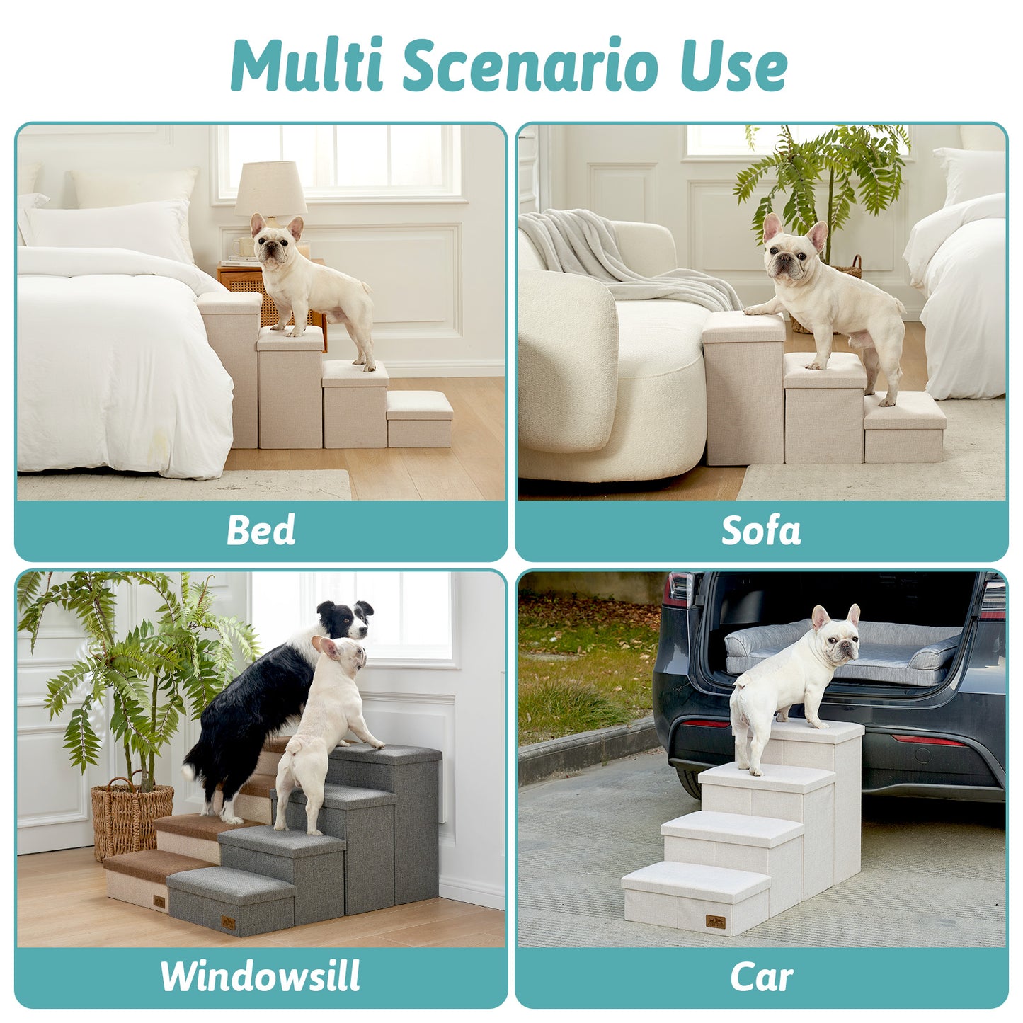 Wide Storage Pet Stairs 3-Step