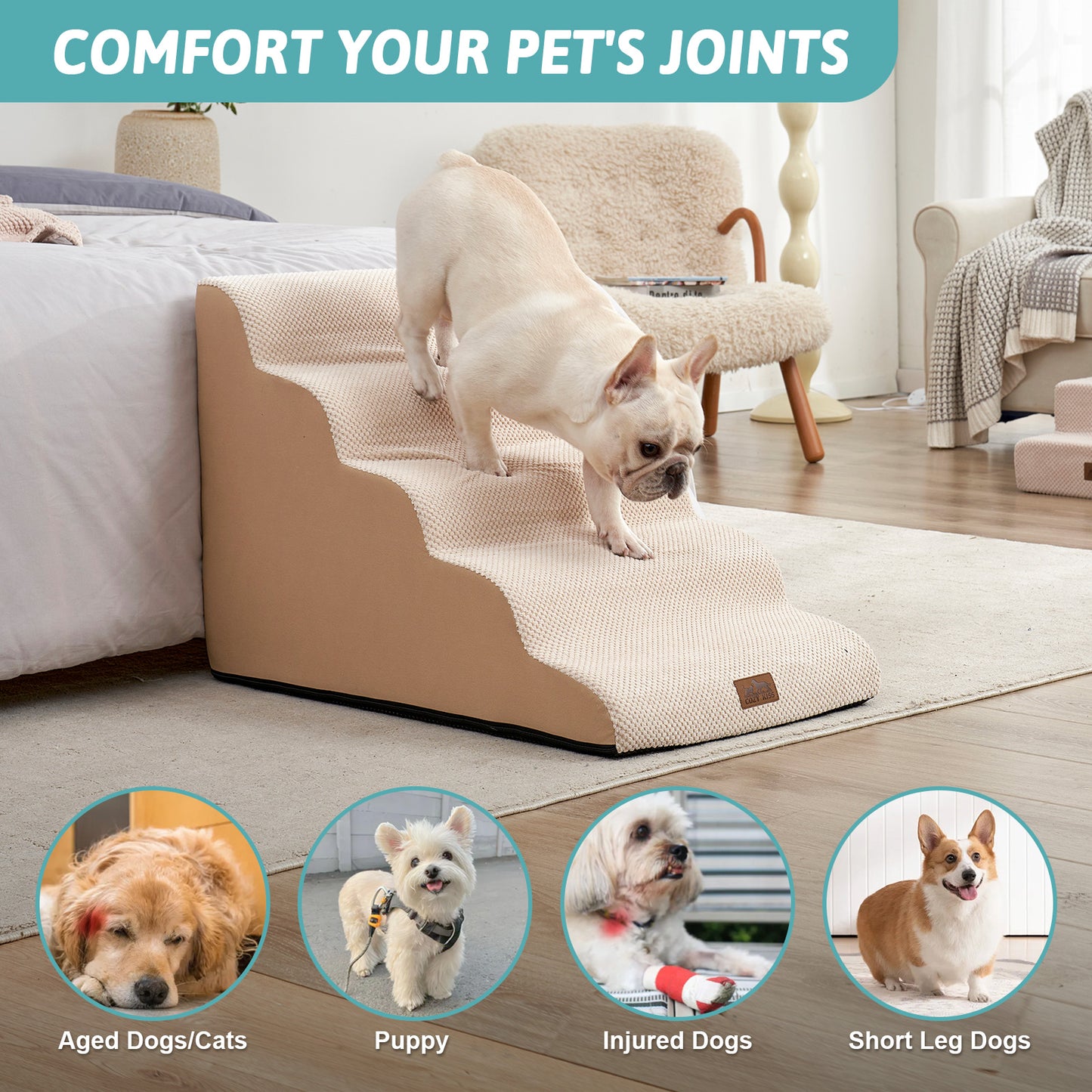 Widen Curved Foam Pet Stairs 5-Step