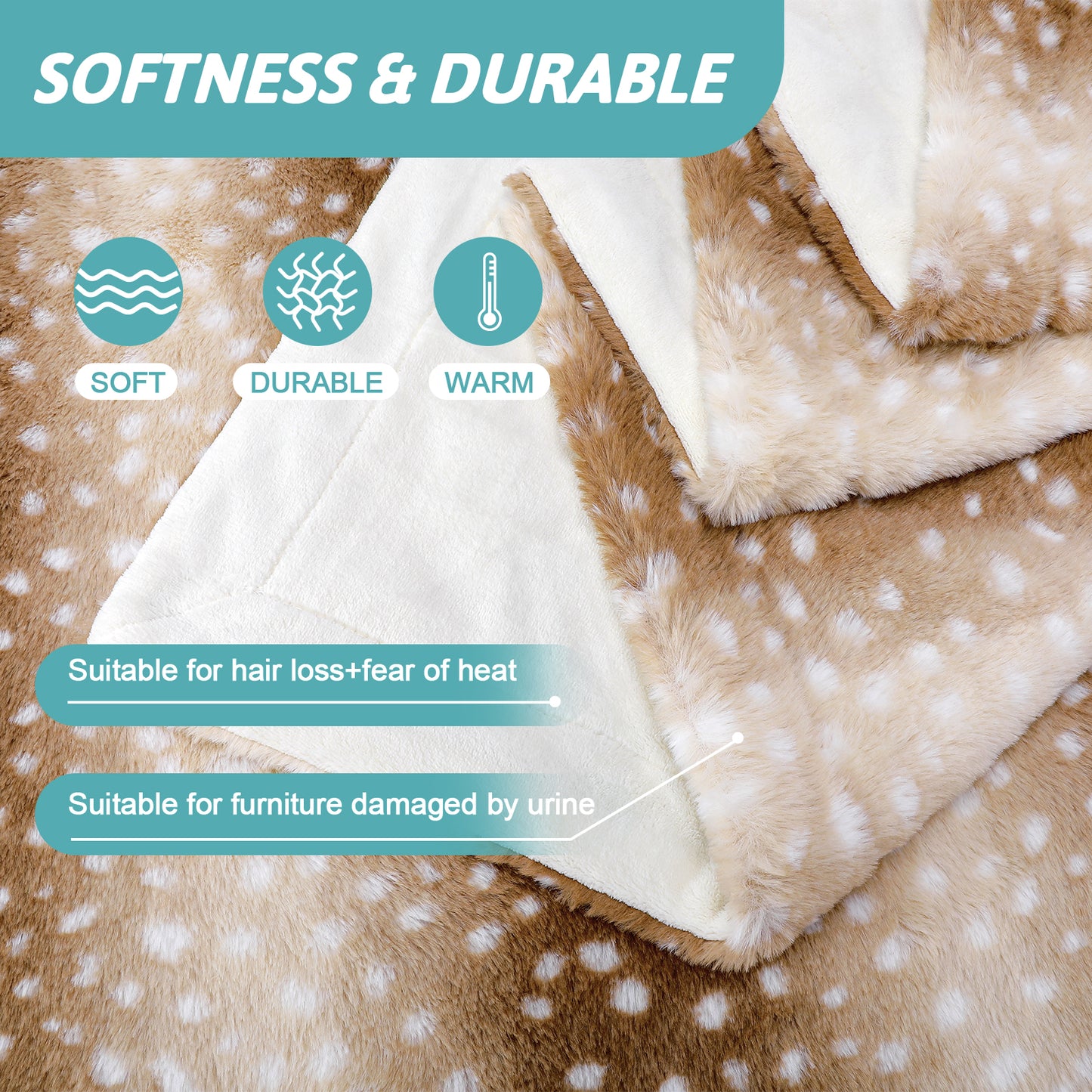 Brown Deer Print Faux Fur Blanket